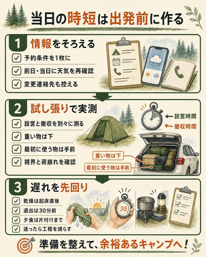 予約確認と試し張りと荷造りで当日の遅れを防ぐ準備