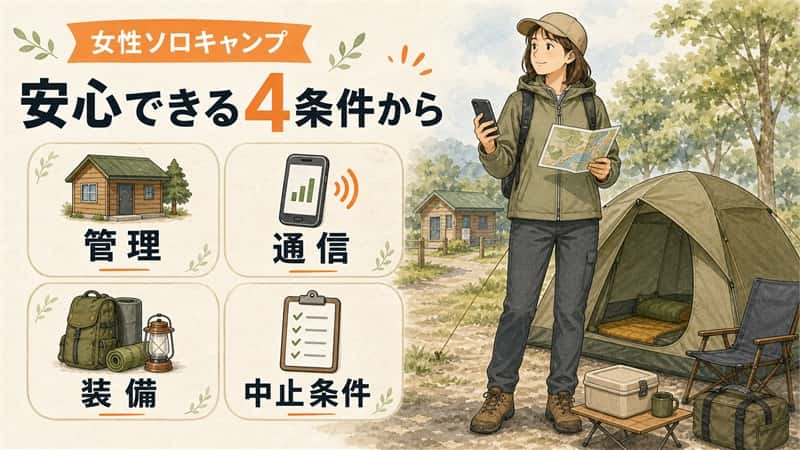 女性のソロキャンプ、何から始める？防犯・場所・装備の選び方
