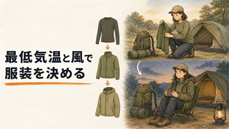 初めてのソロキャンプ服装ガイド｜気温差に備える重ね着と持ち物 