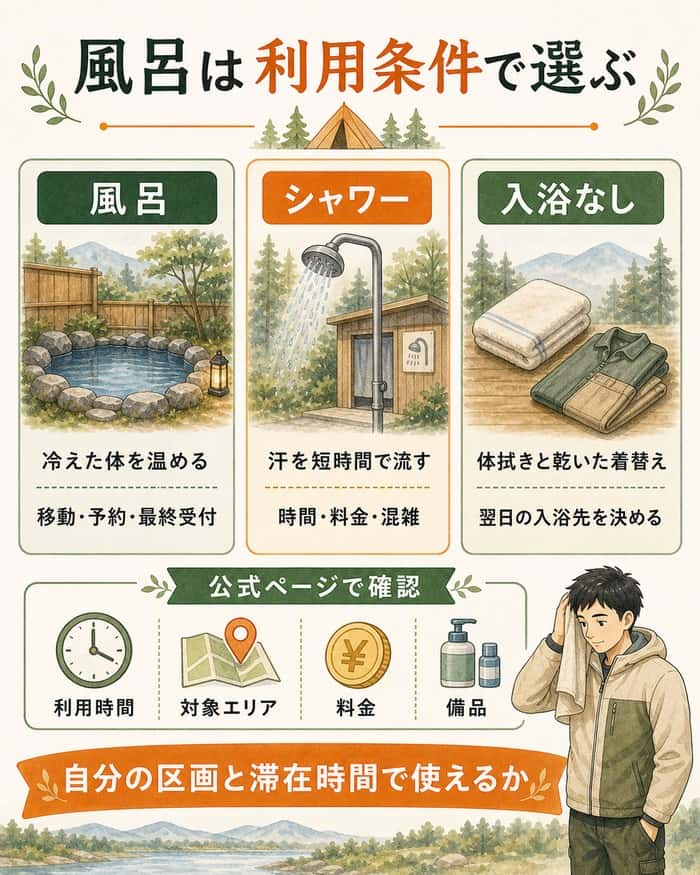風呂・シャワー・入浴なしを利用条件で比較する図