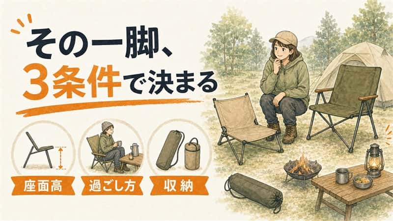 ソロキャンプ用チェアの選び方｜座面高・用途・収納から判断する 
