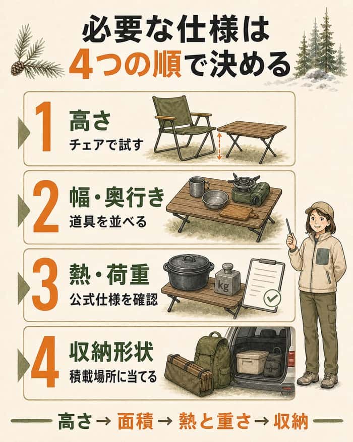 高さ・面積・熱荷重・収納形状を決める順序