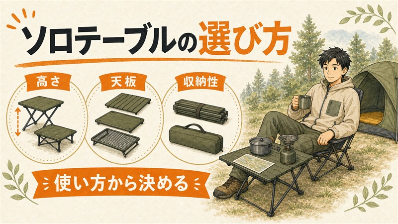 ソロキャンプ用テーブルの選び方｜高さ・天板・収納性で決める 