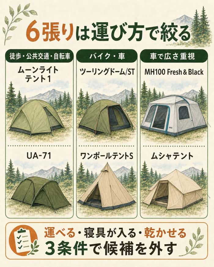 運び方別に6張りと外す3条件を比較した図