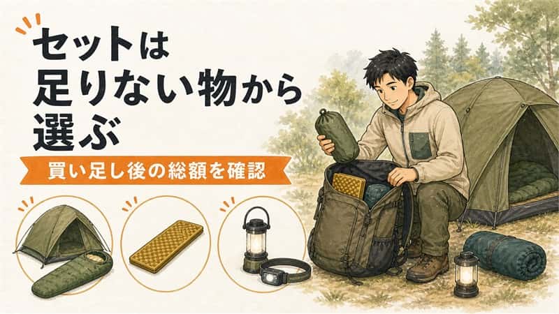 初めてのソロキャンプ用セット、買う前に見るところ｜中身・不足品・総額の考え方 