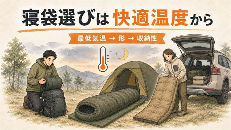 ソロキャンプの寝袋選び｜最低気温・寝心地・持ち運びから判断する 